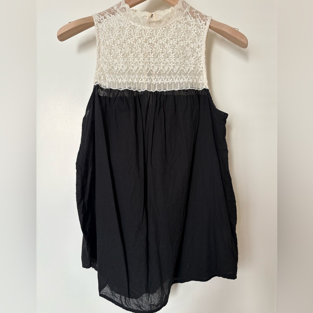 Zara Black and Cream Lace Top